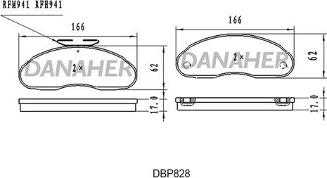 Danaher DBP828 - Kit pastiglie freno, Freno a disco autozon.pro