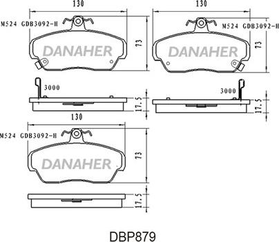 Danaher DBP879 - Kit pastiglie freno, Freno a disco autozon.pro