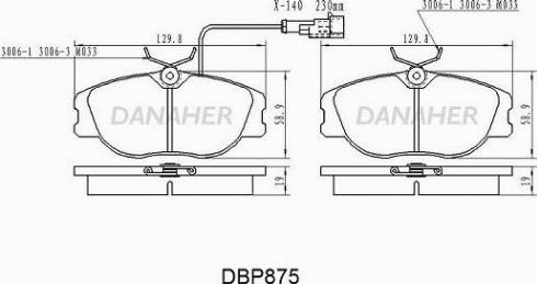 Danaher DBP875 - Kit pastiglie freno, Freno a disco autozon.pro