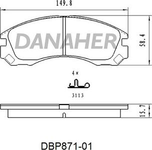 Danaher DBP871-01 - Kit pastiglie freno, Freno a disco autozon.pro