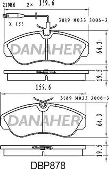 Danaher DBP878 - Kit pastiglie freno, Freno a disco autozon.pro