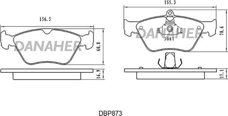 Danaher DBP873 - Kit pastiglie freno, Freno a disco autozon.pro