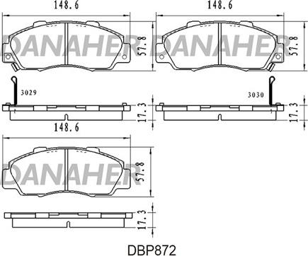 Danaher DBP872 - Kit pastiglie freno, Freno a disco autozon.pro