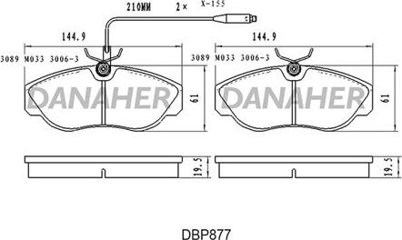 Danaher DBP877 - Kit pastiglie freno, Freno a disco autozon.pro