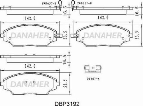 Danaher DBP3192 - Kit pastiglie freno, Freno a disco autozon.pro