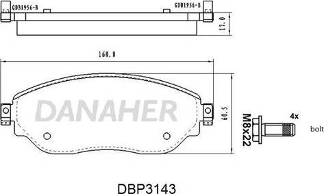 Danaher DBP3143 - Kit pastiglie freno, Freno a disco autozon.pro