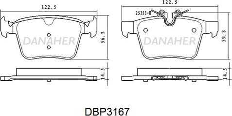 Danaher DBP3167 - Kit pastiglie freno, Freno a disco autozon.pro