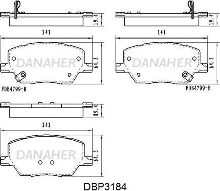 Danaher DBP3184 - Kit pastiglie freno, Freno a disco autozon.pro