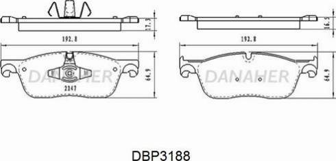 Danaher DBP3188 - Kit pastiglie freno, Freno a disco autozon.pro