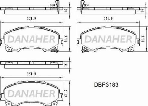 Danaher DBP3183 - Kit pastiglie freno, Freno a disco autozon.pro