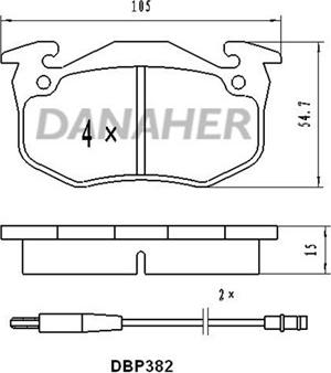 Danaher DBP382 - Kit pastiglie freno, Freno a disco autozon.pro