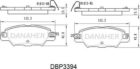 Danaher DBP3394 - Kit pastiglie freno, Freno a disco autozon.pro