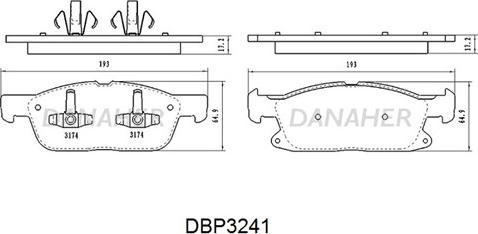 Danaher DBP3241 - Kit pastiglie freno, Freno a disco autozon.pro