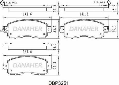 Danaher DBP3251 - Kit pastiglie freno, Freno a disco autozon.pro