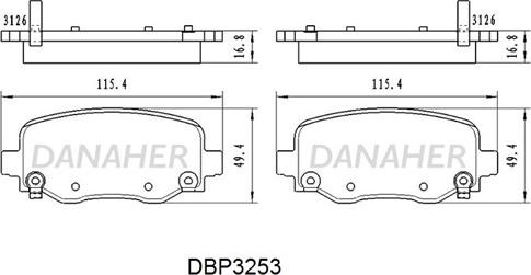 Danaher DBP3253 - Kit pastiglie freno, Freno a disco autozon.pro