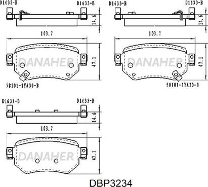 Danaher DBP3234 - Kit pastiglie freno, Freno a disco autozon.pro