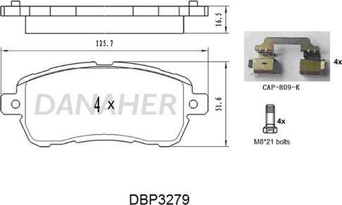 Danaher DBP3279 - Kit pastiglie freno, Freno a disco autozon.pro