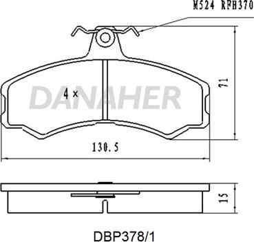 Danaher DBP378/1 - Kit pastiglie freno, Freno a disco autozon.pro