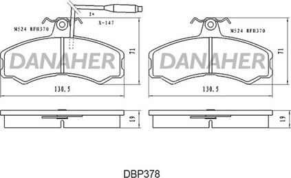 Danaher DBP378 - Kit pastiglie freno, Freno a disco autozon.pro