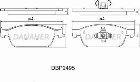 Danaher DBP2495 - Kit pastiglie freno, Freno a disco autozon.pro