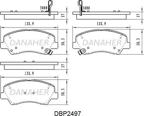 Danaher DBP2497 - Kit pastiglie freno, Freno a disco autozon.pro