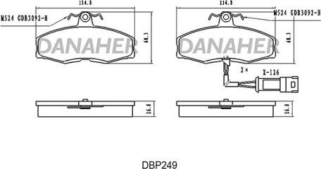 Danaher DBP249 - Kit pastiglie freno, Freno a disco autozon.pro