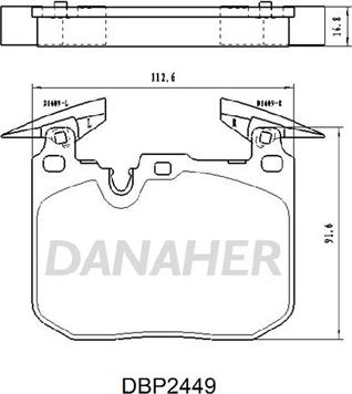 Danaher DBP2449 - Kit pastiglie freno, Freno a disco autozon.pro