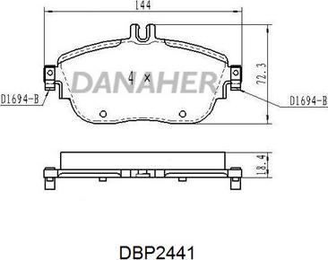 Danaher DBP2441 - Kit pastiglie freno, Freno a disco autozon.pro