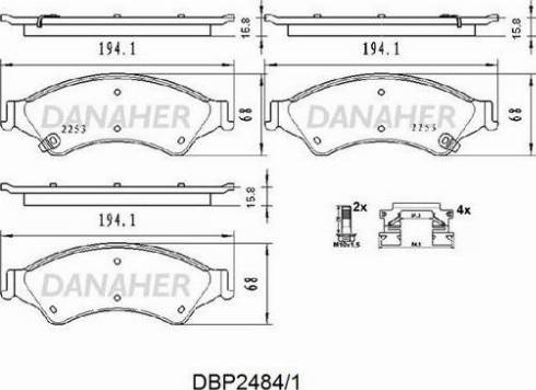 Danaher DBP2484/1 - Kit pastiglie freno, Freno a disco autozon.pro