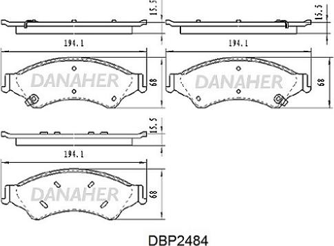 Danaher DBP2484 - Kit pastiglie freno, Freno a disco autozon.pro