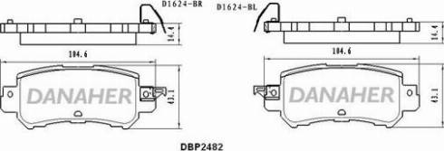 Danaher DBP2482 - Kit pastiglie freno, Freno a disco autozon.pro