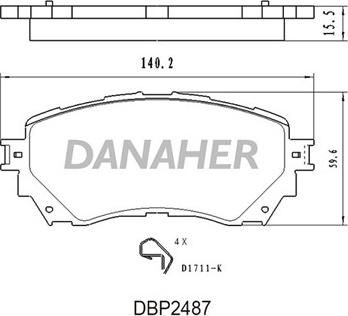 Danaher DBP2487 - Kit pastiglie freno, Freno a disco autozon.pro