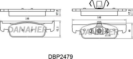 Danaher DBP2479 - Kit pastiglie freno, Freno a disco autozon.pro