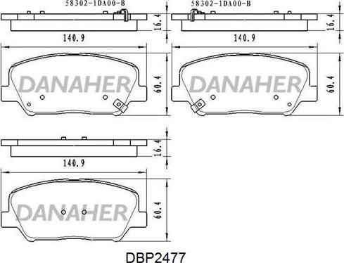 Danaher DBP2477 - Kit pastiglie freno, Freno a disco autozon.pro