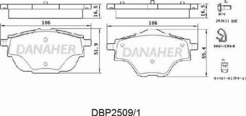 Danaher DBP2509/1 - Kit pastiglie freno, Freno a disco autozon.pro