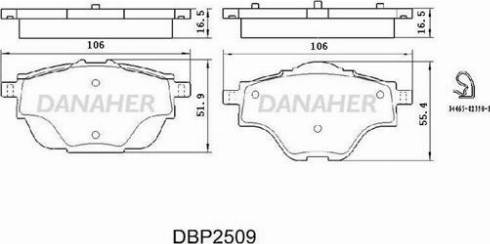 Danaher DBP2509 - Kit pastiglie freno, Freno a disco autozon.pro