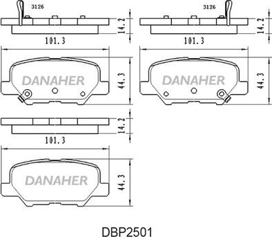 Danaher DBP2501 - Kit pastiglie freno, Freno a disco autozon.pro