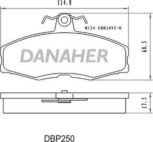 Danaher DBP250 - Kit pastiglie freno, Freno a disco autozon.pro