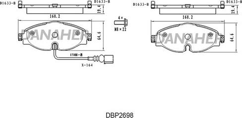 Danaher DBP2698 - Kit pastiglie freno, Freno a disco autozon.pro