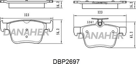 Danaher DBP2697 - Kit pastiglie freno, Freno a disco autozon.pro