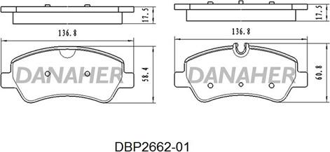 Danaher DBP2662-01 - Kit pastiglie freno, Freno a disco autozon.pro