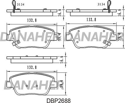 Danaher DBP2688 - Kit pastiglie freno, Freno a disco autozon.pro