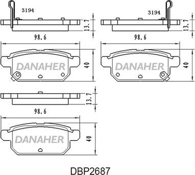 Danaher DBP2687 - Kit pastiglie freno, Freno a disco autozon.pro