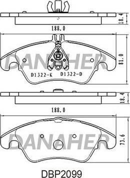 Danaher DBP2099 - Kit pastiglie freno, Freno a disco autozon.pro