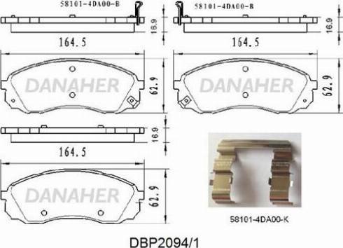 Danaher DBP2094/1 - Kit pastiglie freno, Freno a disco autozon.pro