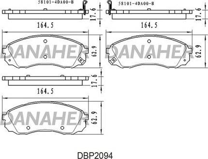 Danaher DBP2094 - Kit pastiglie freno, Freno a disco autozon.pro