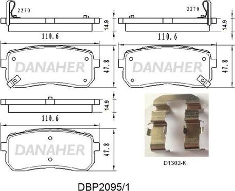 Danaher DBP2095/1 - Kit pastiglie freno, Freno a disco autozon.pro