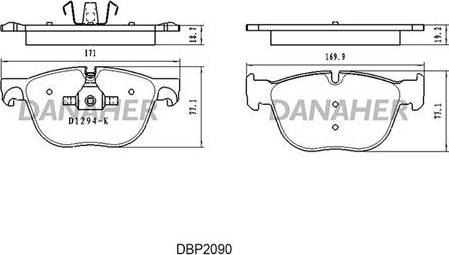 Danaher DBP2090 - Kit pastiglie freno, Freno a disco autozon.pro