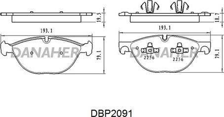 Danaher DBP2091 - Kit pastiglie freno, Freno a disco autozon.pro