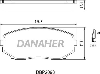 Danaher DBP2098 - Kit pastiglie freno, Freno a disco autozon.pro